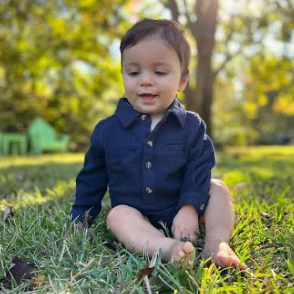 Me & Henry Jasper Woven Knit Onesie